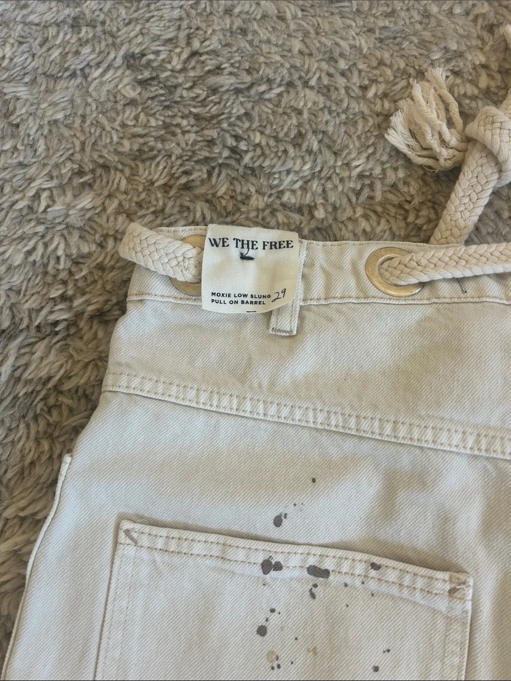 We The Free Cream Canvas Patchwork Painter Pants - Picture 3 of 5